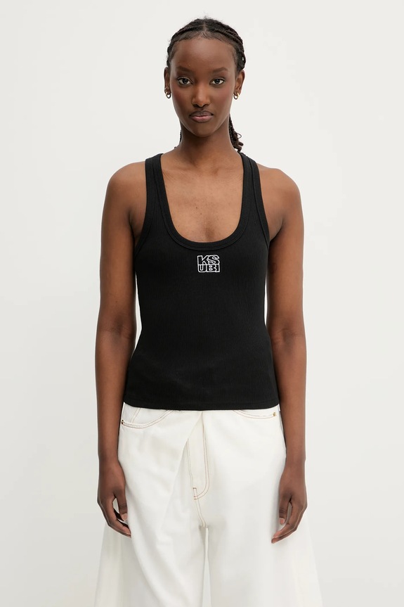 KSUBI top stacked origin round neck black WPS24TA006