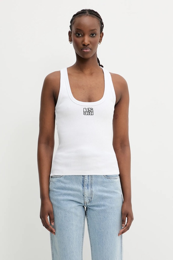KSUBI top stacked origin round neck white WPS24TA005