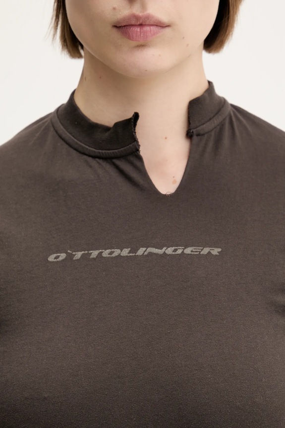 Bavlněné tričko Ottolinger Cut Out 115.104015.02 hnědá