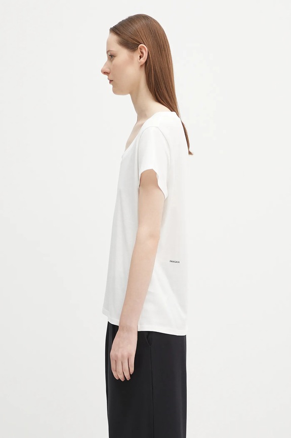 Памучна тениска Pangaia Lightweight Scoop Neck T-Shirt 10002565 бял AW25