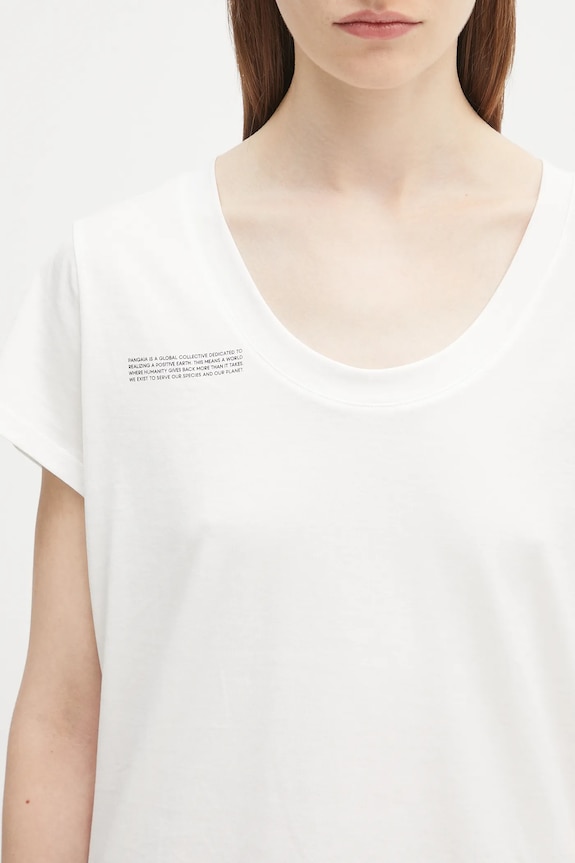 Памучна тениска Pangaia Lightweight Scoop Neck T-Shirt бял 10002565