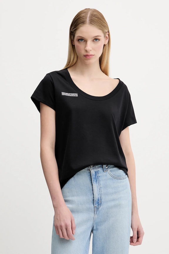 Pangaia cotton t-shirt Lightweight Scoop Neck T-Shirt Planet friendly black 10002565
