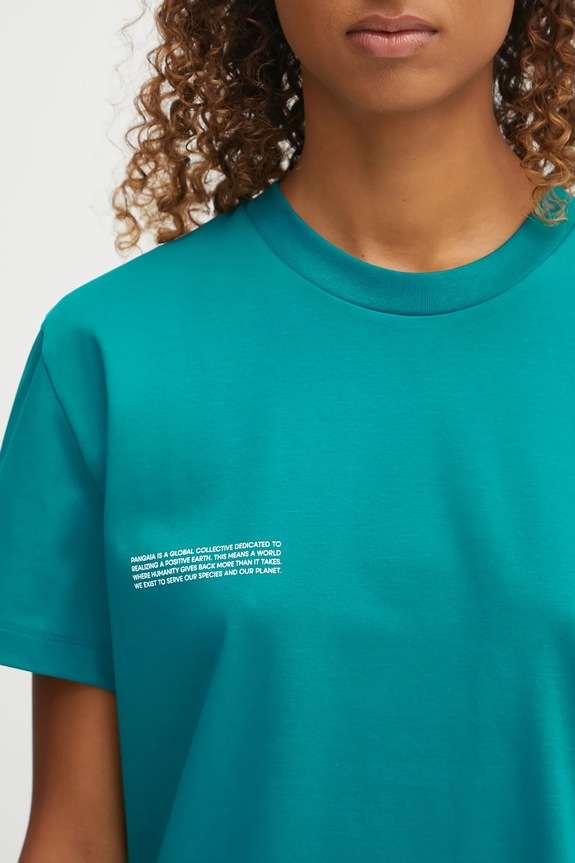Βαμβακερό μπλουζάκι Pangaia DNA Interlock T-Shirt τιρκουάζ 10002573