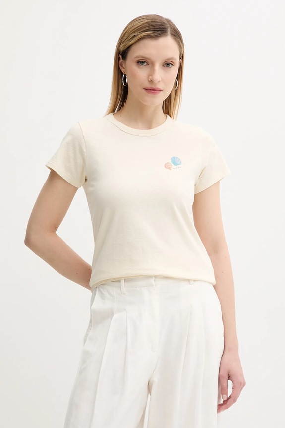 Bavlnené tričko Rag & Bone potlač béžová WCC25PT030MS31