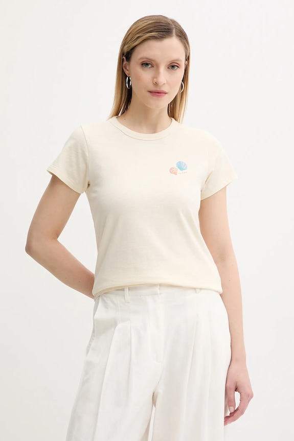 Bavlnené tričko Rag & Bone potlač béžová WCC25PT030MS31