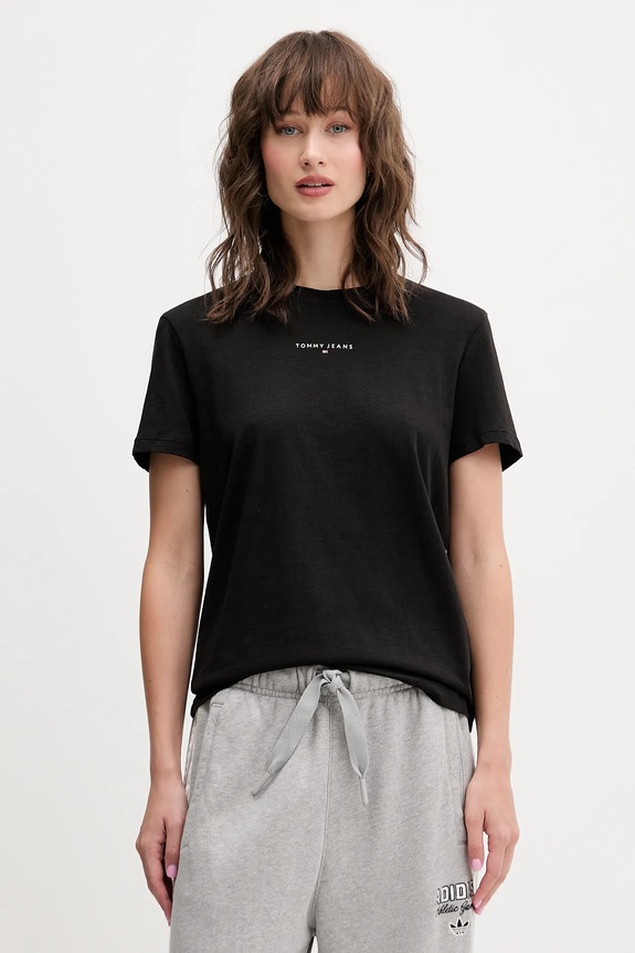 Tommy Jeans tricou uni negru DW0DW21964