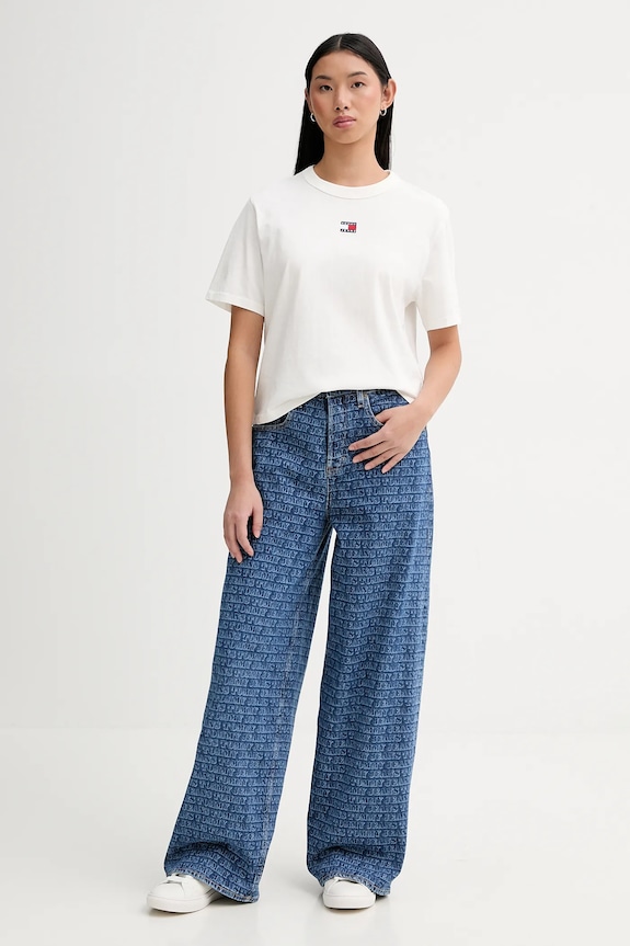 Tommy Jeans тениска от памук DW0DW22202 бежов SS26