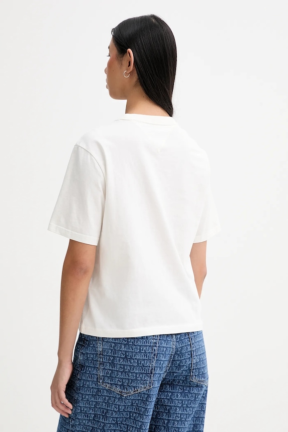 Дрехи Tommy Jeans тениска от памук DW0DW22202 бежов