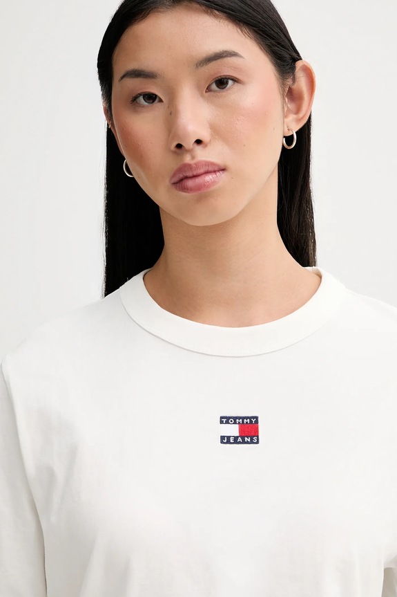Tommy Jeans тениска от памук бежов DW0DW22202