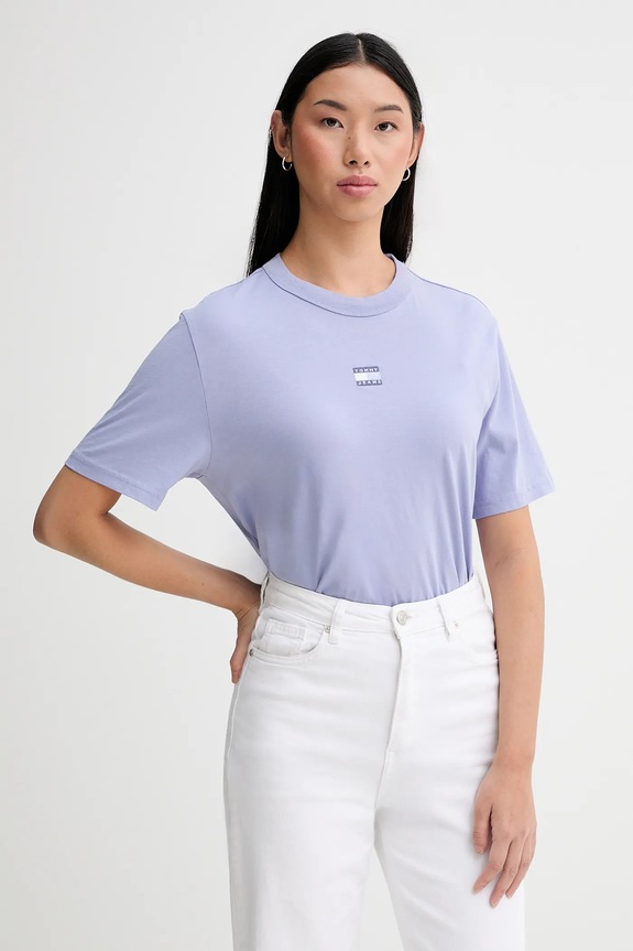 Tommy Jeans T-shirt βαμβακερό μωβ DW0DW22202