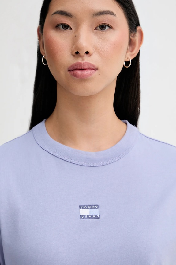 Tommy Jeans T-shirt βαμβακερό μωβ DW0DW22202