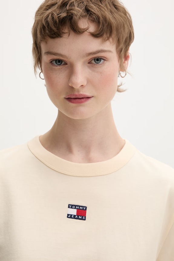 Tommy Jeans t-shirt bawełniany beżowy DW0DW22202