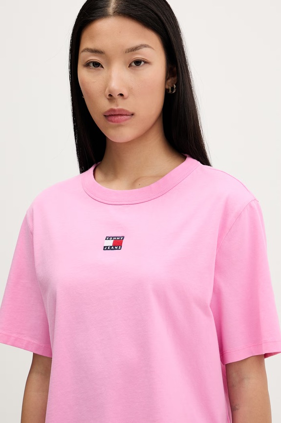 Tommy Jeans tricou din bumbac roz DW0DW22202