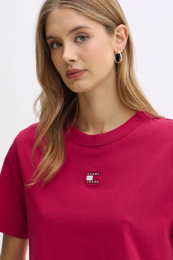 Tommy Jeans t-shirt bawełniany różowy DW0DW22202