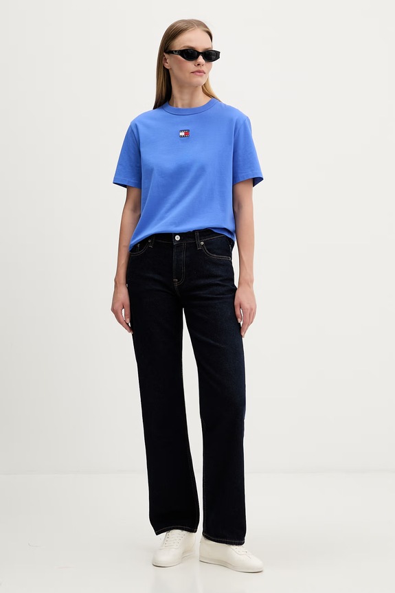 Tommy Jeans t-shirt bawełniany DW0DW22202 niebieski SS26
