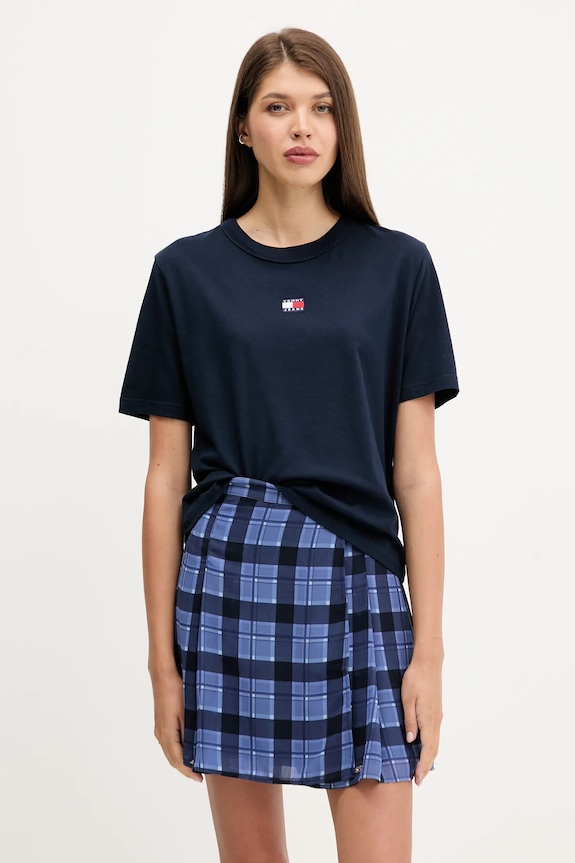 Tommy Jeans тениска от памук щампа тъмносин DW0DW22202