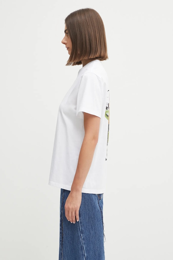 GANNI t-shirt bawełniany Basic Jersey Collage Relaxed T4157 biały AW25