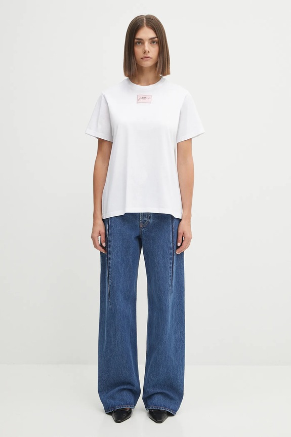 GANNI t-shirt bawełniany Basic Jersey Collage Relaxed T4157 biały