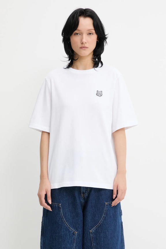 Maison Kitsuné tricou din bumbac Bold Fox Head Patch Comfort bumbac alb MW00111KJ0119