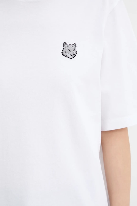 Maison Kitsuné tricou din bumbac Bold Fox Head Patch Comfort alb MW00111KJ0119
