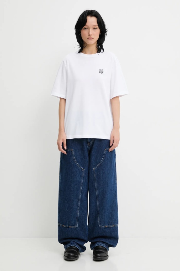 Maison Kitsuné tricou din bumbac Bold Fox Head Patch Comfort MW00111KJ0119 alb