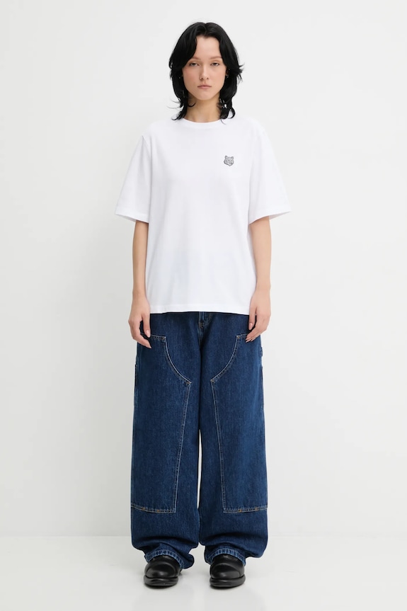 Maison Kitsuné tricou din bumbac Bold Fox Head Patch Comfort MW00111KJ0119 alb