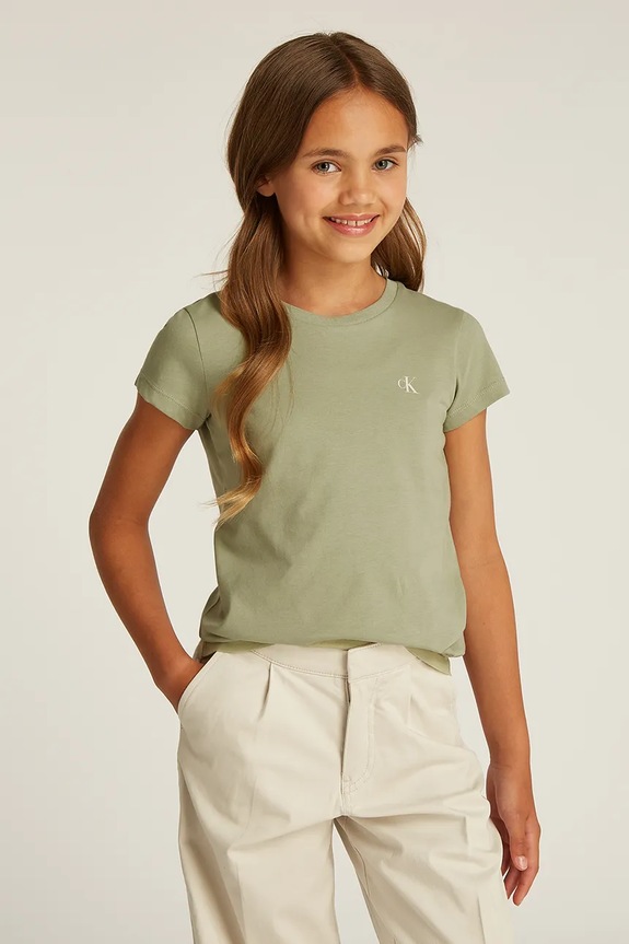 Dječja pamučna majica kratkih rukava Calvin Klein Jeans 2-pack pamuk zelena IG0IG01258.104.116.PPYA