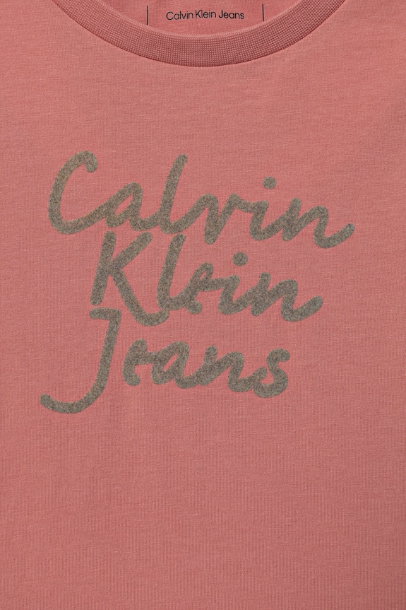 Dziewczynka Calvin Klein Jeans t-shirt bawełniany dziecięcy IN0IN00261.G.PPYA różowy