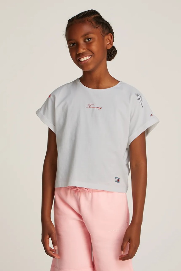 Tommy Hilfiger tricou copii imprimeu alb KG0KG08300.128.176.PPYA