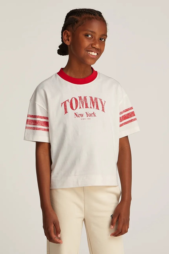 Tommy Hilfiger t-shirt bawełniany dziecięcy nadruk biały KG0KG08293.PPYA