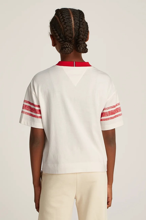 Dziewczynka Tommy Hilfiger t-shirt bawełniany dziecięcy KG0KG08293.PPYA biały