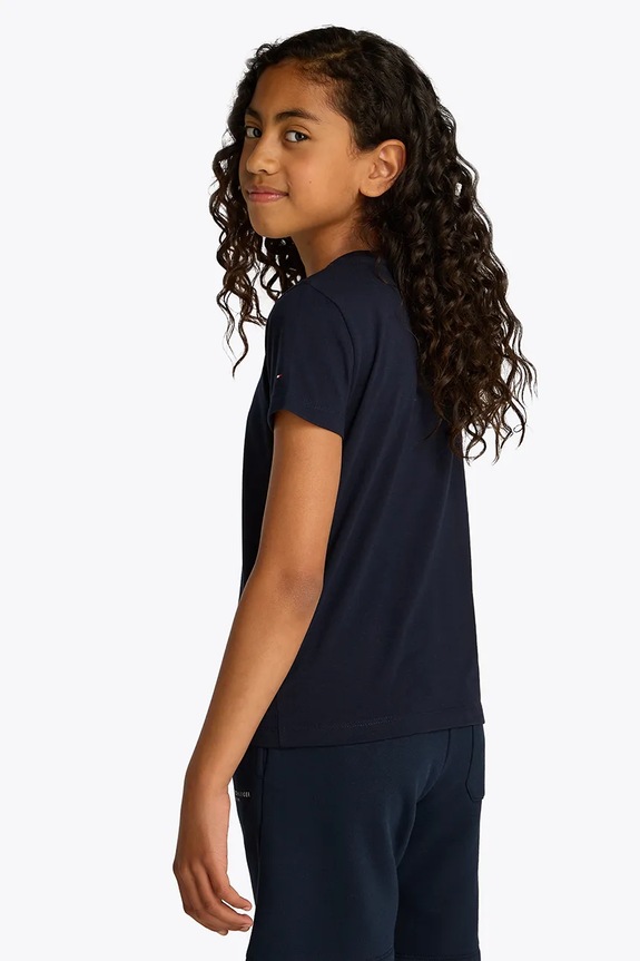 Lány Tommy Hilfiger gyerek pamut póló KG0KG08296.128.176.PPYA sötétkék
