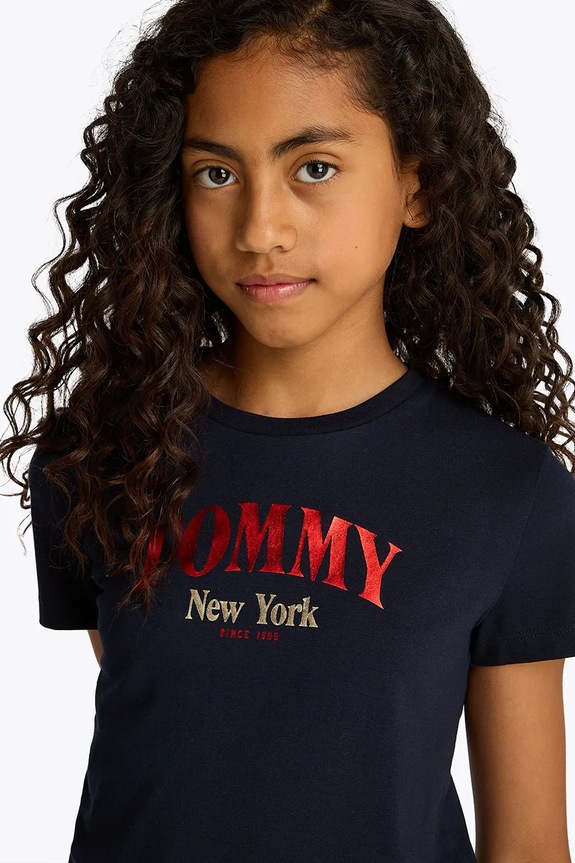 Tommy Hilfiger gyerek pamut póló sötétkék KG0KG08296.128.176.PPYA