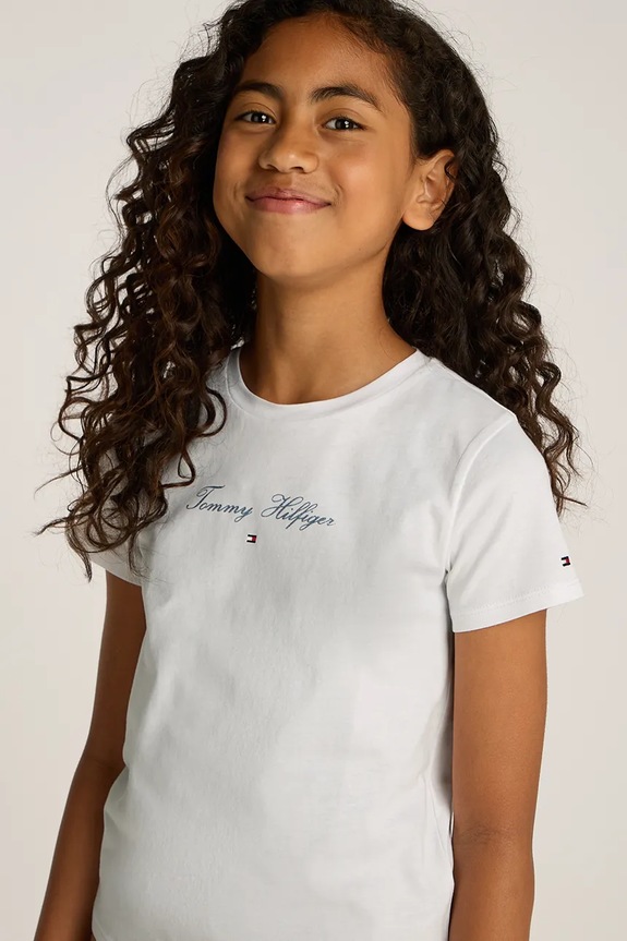 Tommy Hilfiger gyerek pamut póló KG0KG08298.98.122.PPYA fehér
