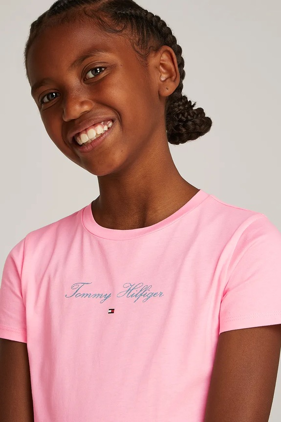 Tommy Hilfiger tricou de bumbac pentru copii roz KG0KG08298.128.176.PPYA