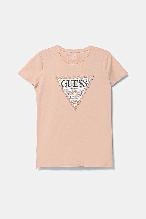 Guess t-shirt dziecięcy z elastanem różowy J2YI51.K6YW1.PPYA
