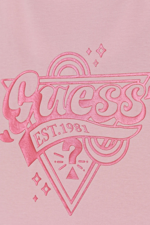 Dziewczynka Guess t-shirt bawełniany dziecięcy J5RI02.K6YW4.PPYA różowy