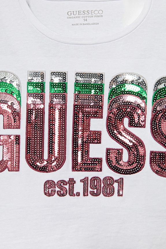 DÍVKA Dětské bavlněné tričko Guess J5RI10.K8HM4.PPYA bílá