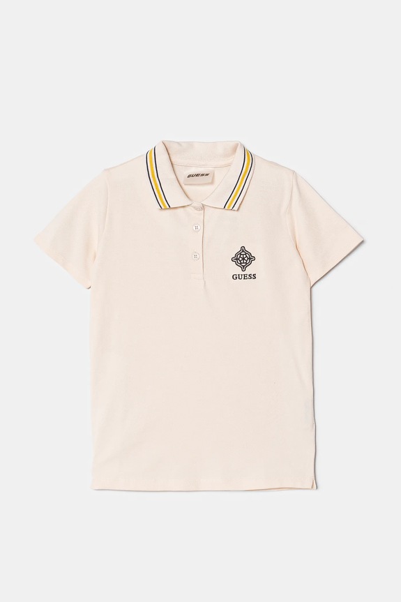 Guess tricou de bumbac pentru copii cu guler bej J5RP01.KCOK1.PPYA