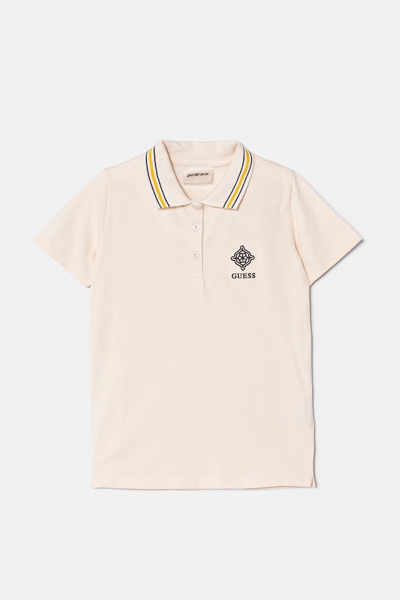 Guess tricou de bumbac pentru copii cu guler bej J5RP01.KCOK1.PPYA