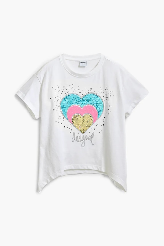 Dječja pamučna majica kratkih rukava Desigual 25SGTK01 bijela SS25