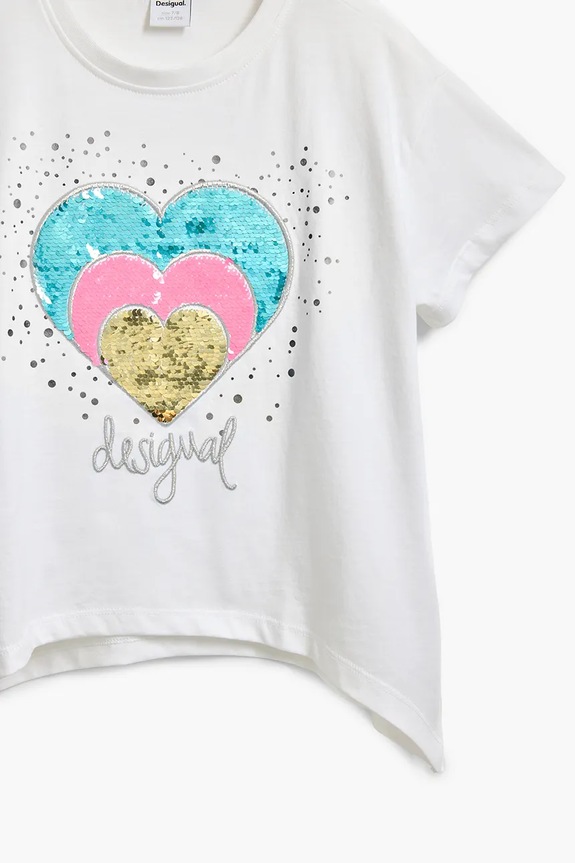 Dječja pamučna majica kratkih rukava Desigual bijela 25SGTK01