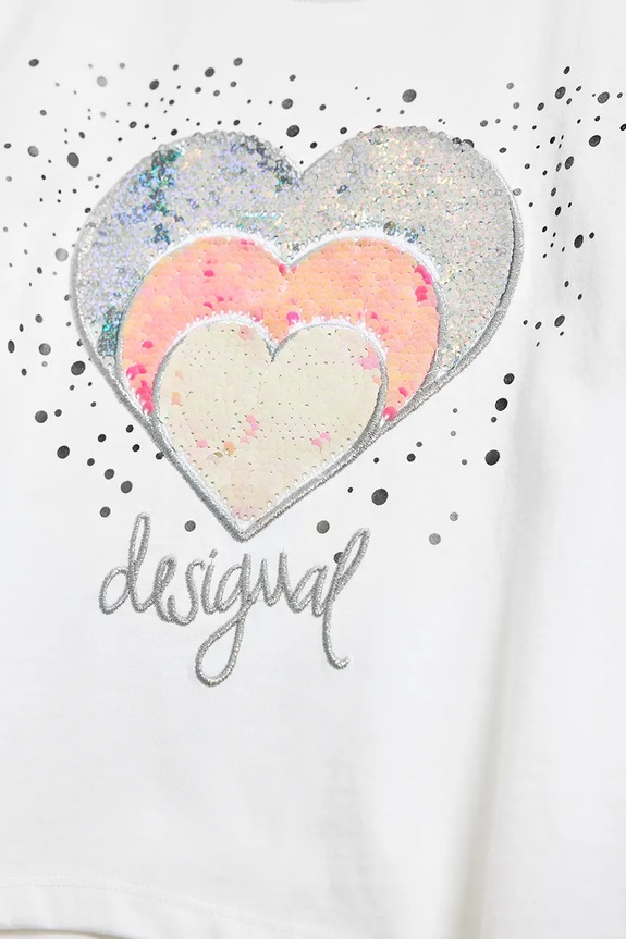 Dječja pamučna majica kratkih rukava Desigual 25SGTK01 bijela