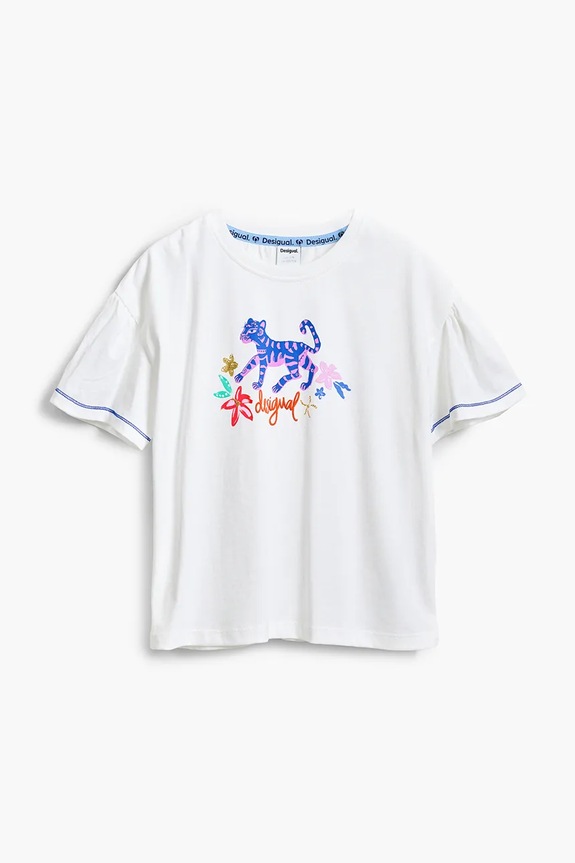 Otroška bombažna kratka majica Desigual 25SGTK02 bela SS25