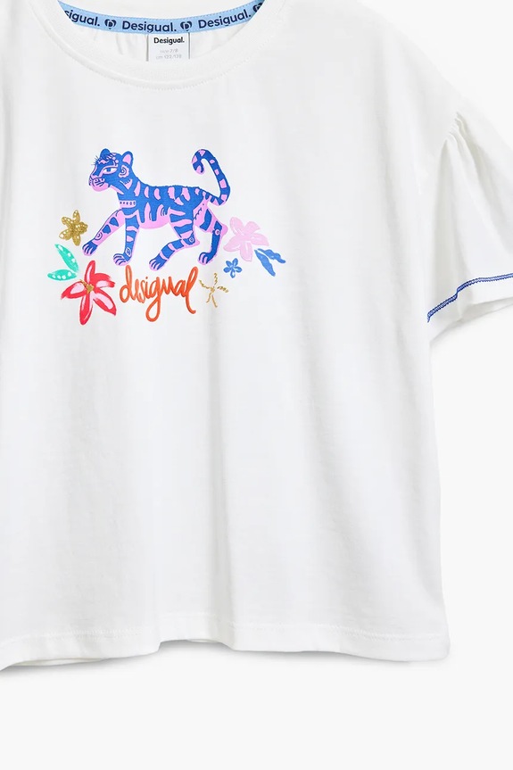 Otroška bombažna kratka majica Desigual bela 25SGTK02