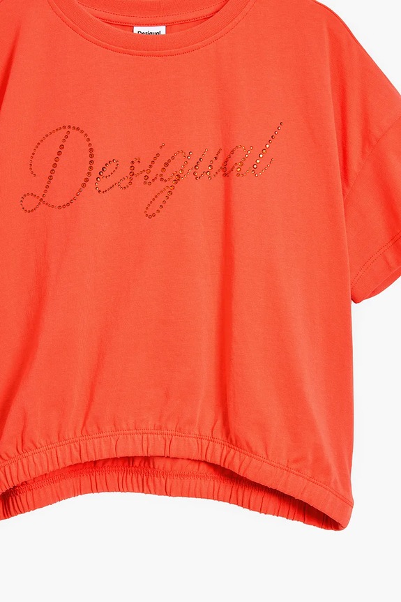 Otroška bombažna kratka majica Desigual oranžna 25SGTK11