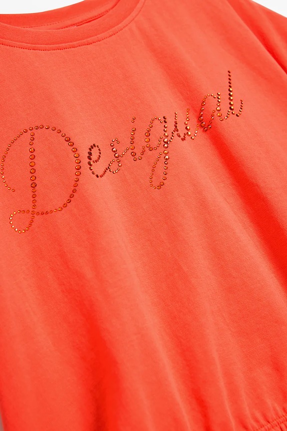 Otroška bombažna kratka majica Desigual 25SGTK11 oranžna