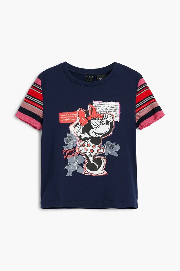 Dječja pamučna majica kratkih rukava Desigual x Disney 25SGTK20 mornarsko plava SS25