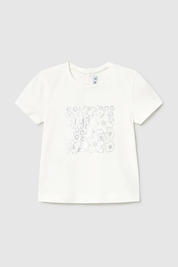 Mayoral t-shirt dziecięcy nadruk beżowy 105.4G.Baby.PPYA