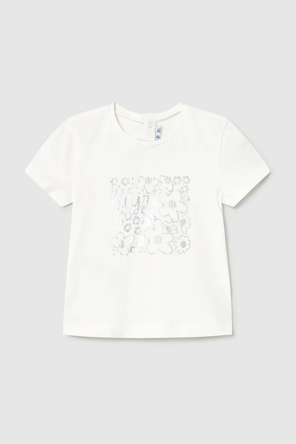 Mayoral t-shirt dziecięcy nadruk beżowy 105.4G.Baby.PPYA